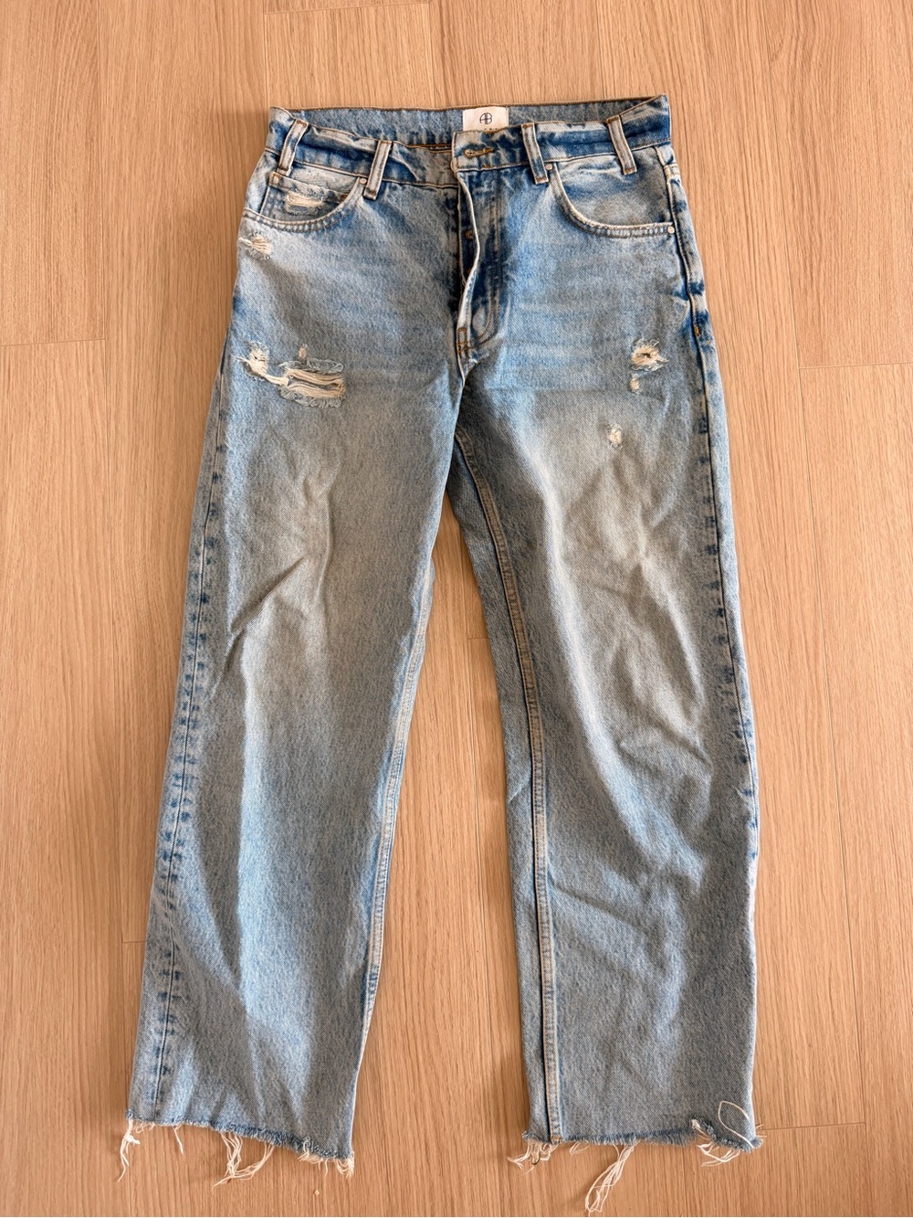 Anine Bing Gavin Light Blue Distressed Boyfriend Jeans
